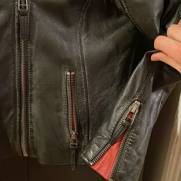 Black Leather Jacket with Star Accents - Picture 4 of 14